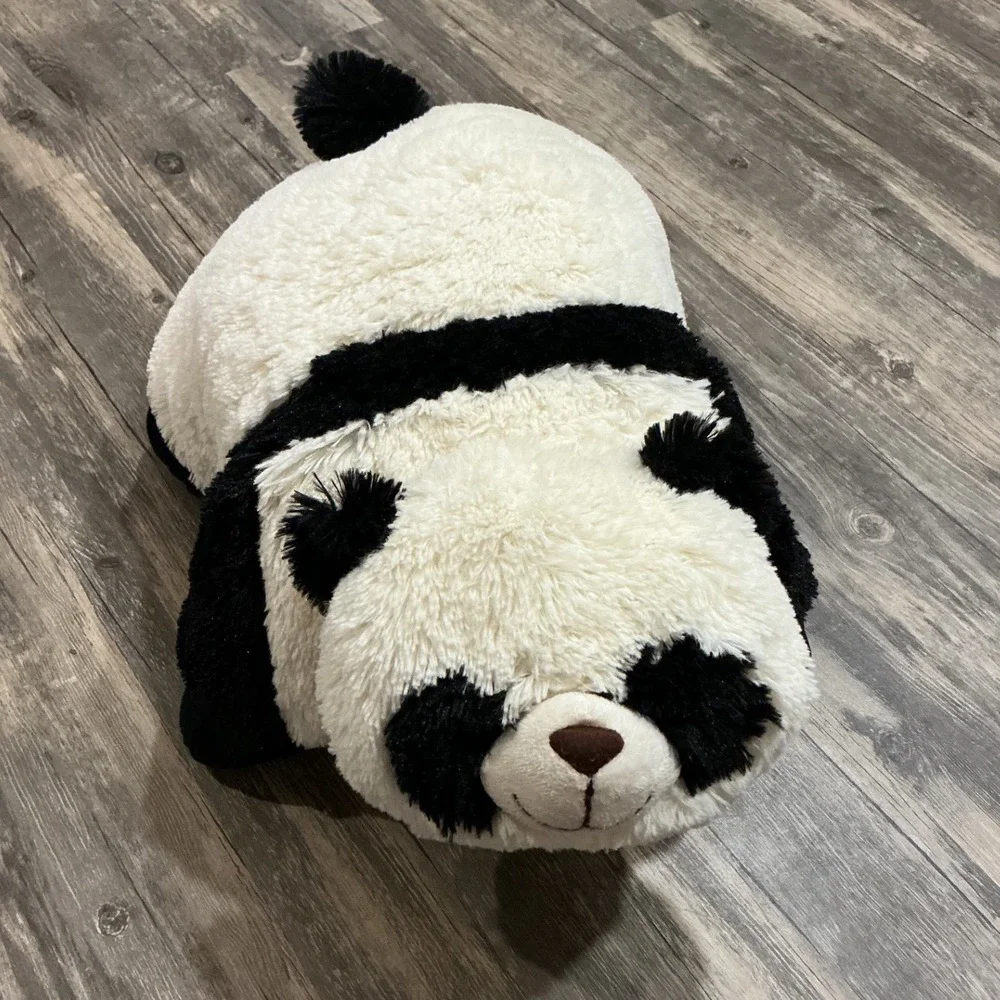 Pillow Pets Panda Plush Folding Black White Stuffed Animal Soft Cuddle Plush 18